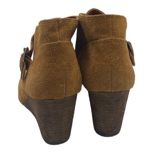 Lucky Brand Sumarah Ankle Booties Brown Suede 3" Wedge Heel Shoe Boot sz 10 - Picture 6 of 10